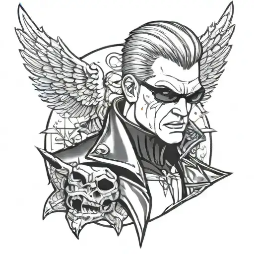 Albert Wesker angry tattoo design idea