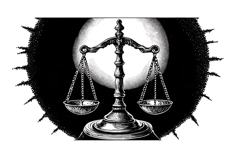 winter solstice & justice scales tattoo design idea