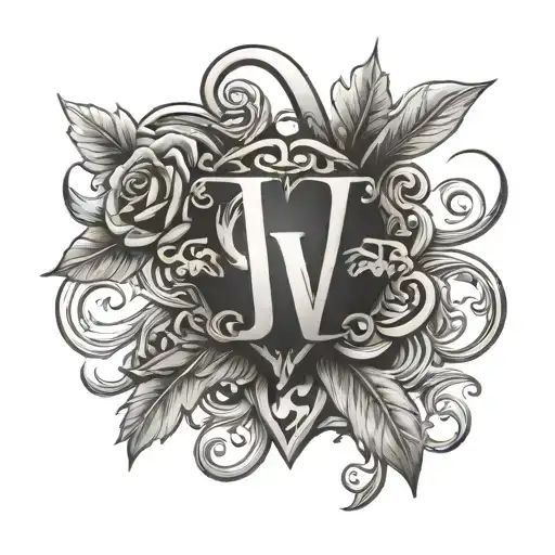 jw initials with heart and cross tattoo design idea