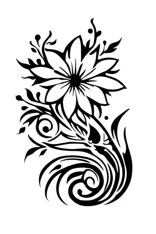 flower animal tribal tattoo design idea