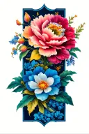 last name with floral patterns tattoo design idea