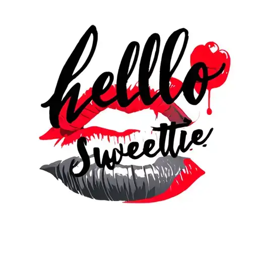 blue diary, red lip stain, quote saying hello sweetie tattoo design idea