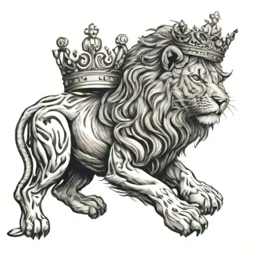 Lion with a Crown, Earth Shake, a lamb laying, praying hands  tattoo design idea