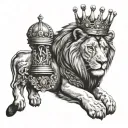 Lion with a Crown, Earth Shake, a lamb laying, praying hands  tattoo design idea