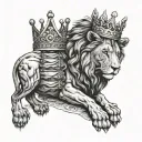 Lion with a Crown, Earth Shake, a lamb laying, praying hands  tattoo design idea