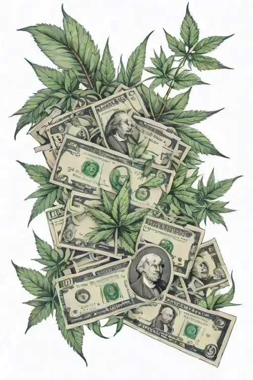 Weed and money tattoo design idea