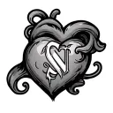 Heart with C and N tattoo design idea