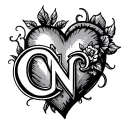 Heart with C and N tattoo design idea