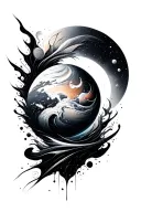 universe abstract negative space tattoo design idea