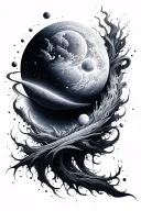 universe abstract negative space tattoo design idea