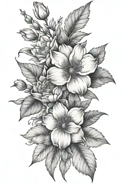 april, august, september, november, december birth flower tattoo design idea