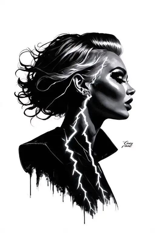 Lady Gaga The Fame lightning tattoo design idea