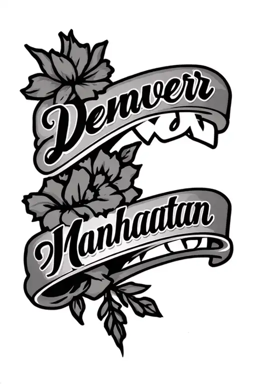 Create a tattoo for me to do on a man who wants his daughters name tatted the names are Denver and Manhattan  tattoo design idea