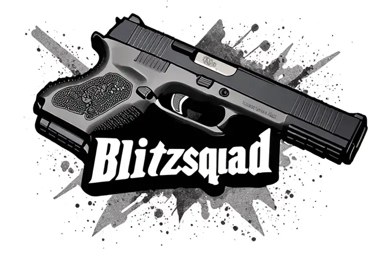 glock 43x with the words "blitzsquad" under it tattoo design idea