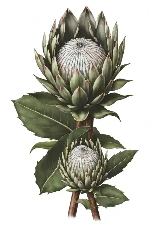 protea flower tattoo design idea