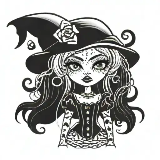 spooky bratz doll tattoo design idea