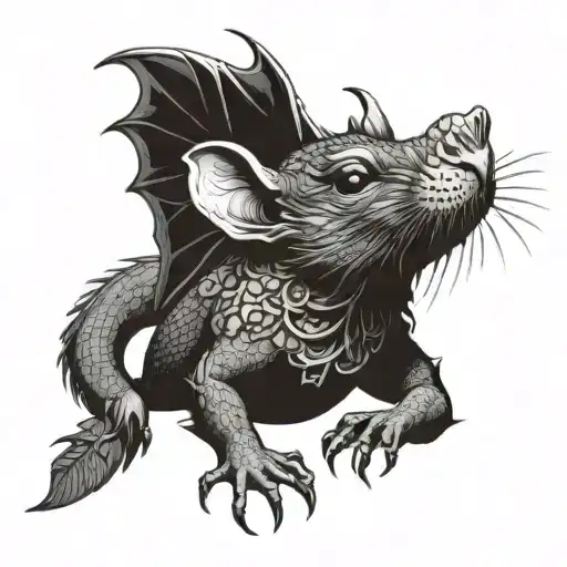 rat with dragon wings  tattoo design idea
