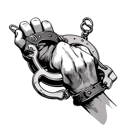 outline of handcuff around wrist  tattoo design idea