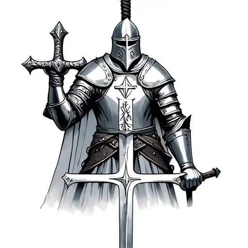 Knight Templar knight with a sword tattoo design idea