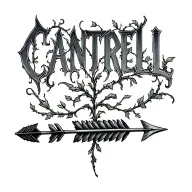 "CANTRELL" arrow shooting through letters, vines stretching through the letters and arrow. tattoo design idea