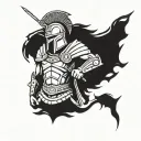 spartan warrior kneeling tattoo design idea