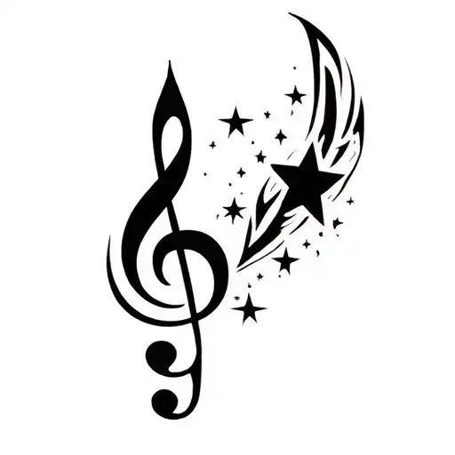 treble clef with stars tattoo design idea