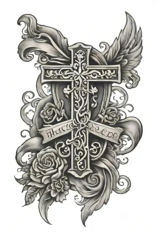 Cross with ""Blessed are the peacemakers, for they shall be called sons of God." written under it. tattoo design idea