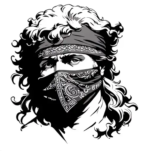 Constantine the great flash tattoo wearing a paisley bandana as a face cover  tattoo design idea