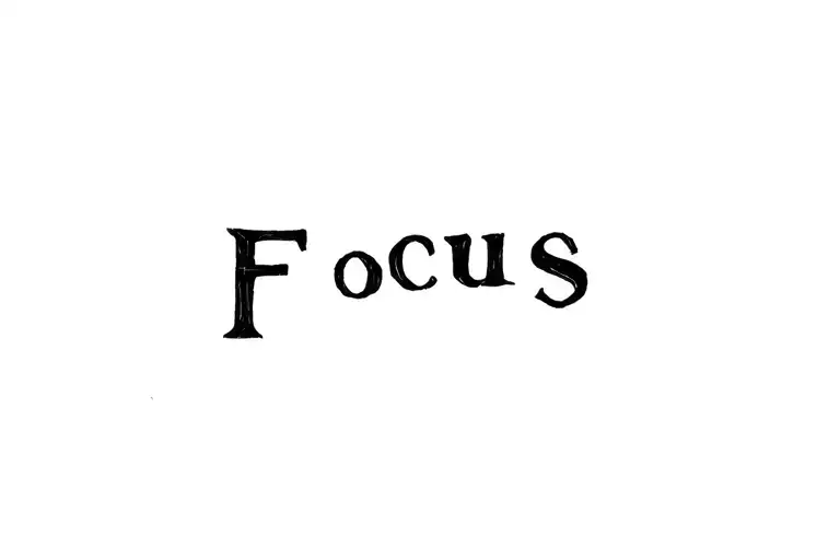 Make me a wrist tattoo with just word "Focus". Focus should be written horizontally on wrist with some symbol tattoo design idea