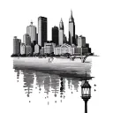 Pittsburgh and Philadelphia skyline tattoo design idea