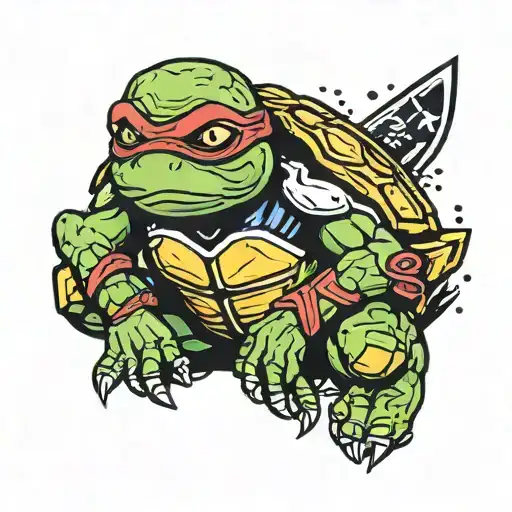 TRASH POLKA NINJA TURTLE tattoo design idea