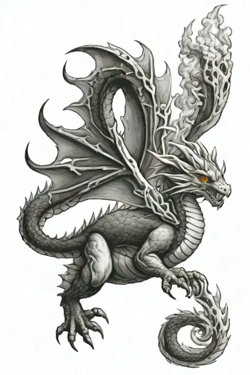 Aries fire breathing dragon tattoo design idea