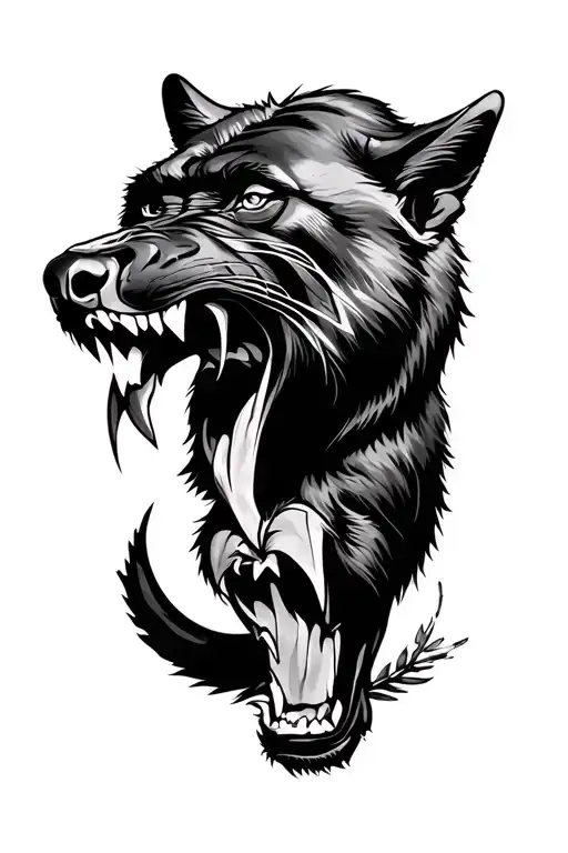 wolf, Panther, black mamba, gorilla all snarling tattoo design idea