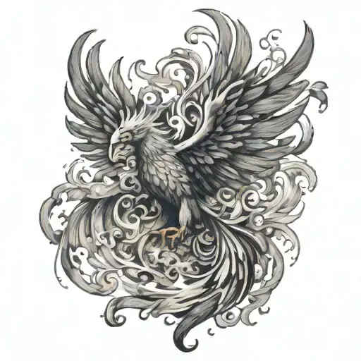 Phoenix turning into smoke tattoo design idea