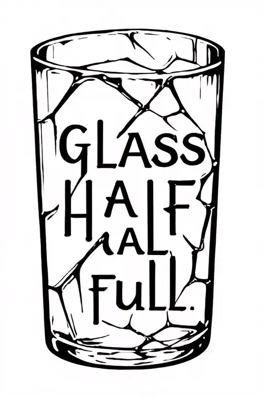 "Glass half full" broken shards of glass tattoo design idea