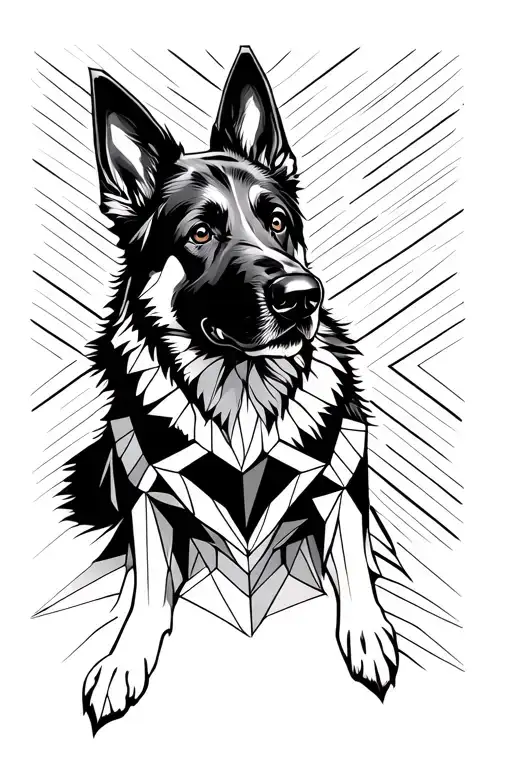 black german shepherd dog tattoo design idea