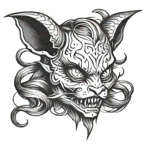 little devil, sexy, attractive, blackwork style tattoo 10 cm tattoo design idea