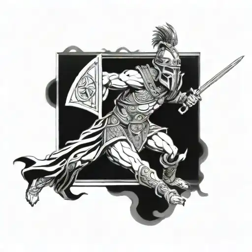 discipline warrior god greek tattoo design idea