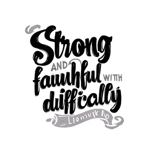 "Strong and faithful with no difficulty" script tattoo tattoo design idea
