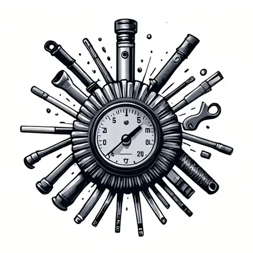 Hvac tools arranged tattoo design idea