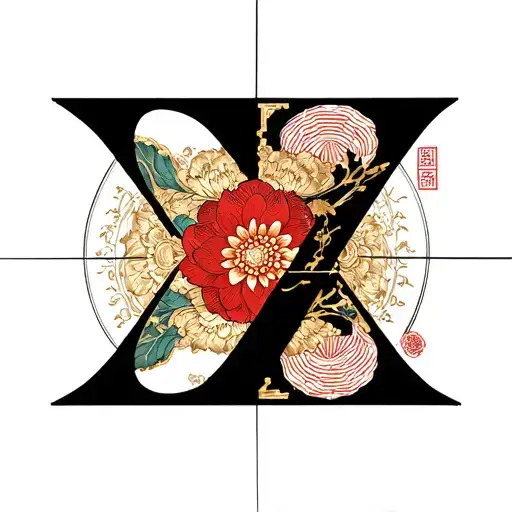 Alchemy Symbolism, a V and Z together symbolizing internal thought of personal visualization tattoo design idea