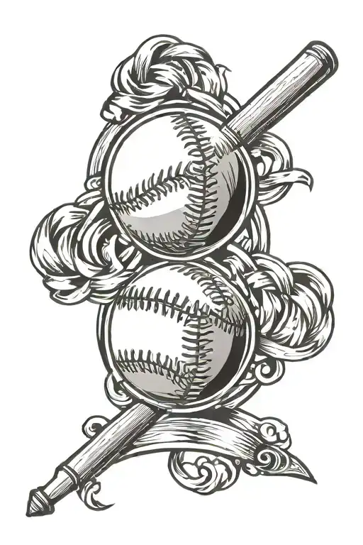 baseball ball intertwined tattoo design idea