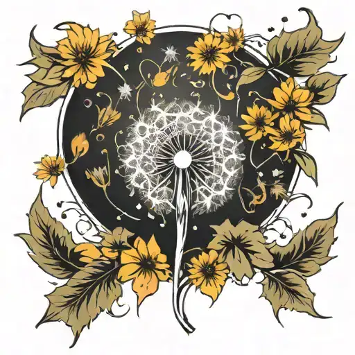 dandelion blowing tattoo design idea