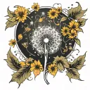 dandelion blowing tattoo design idea