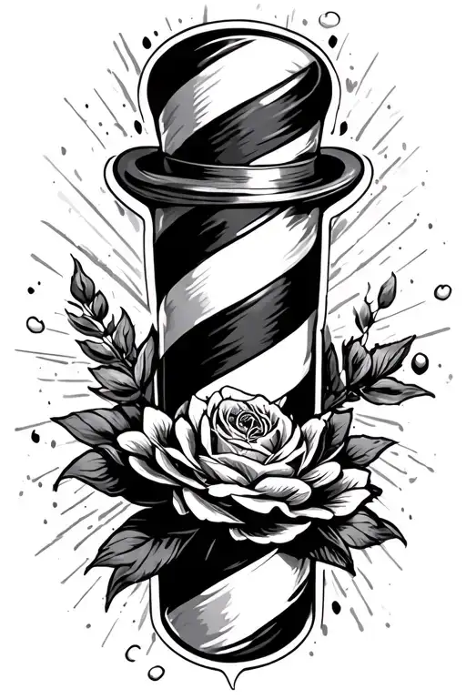 barber pole negative space tattoo design idea