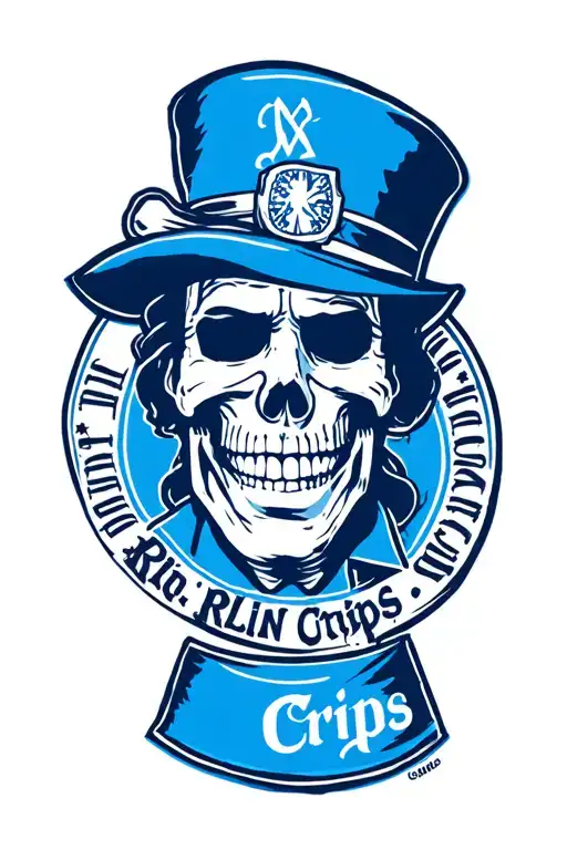 Rollin Crips Gang logo with blue color tattoo design idea
