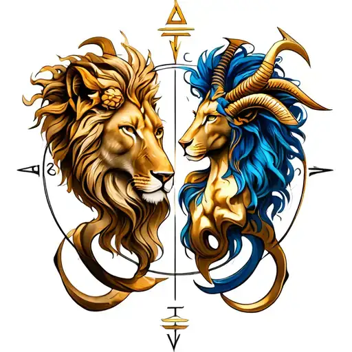 Leo and Sagittarius and Capricorn symbol tattoo design idea