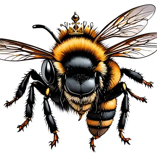 bee with crown tattoo design idea