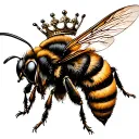 bee with crown tattoo design idea