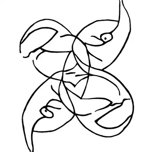taurus, pisces, aquarius zodiac sign intertwined outline tattoo design idea
